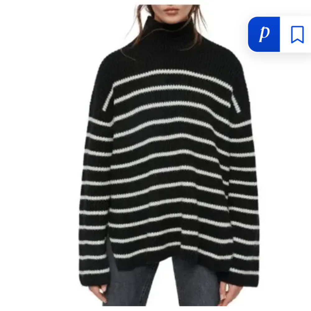 All Saints striped black turtleneck sweater